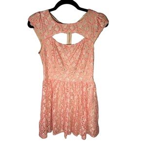 MALLOY Los Angeles Women's Floral Lace Cocktail Party Dress Cut outs Sz Large